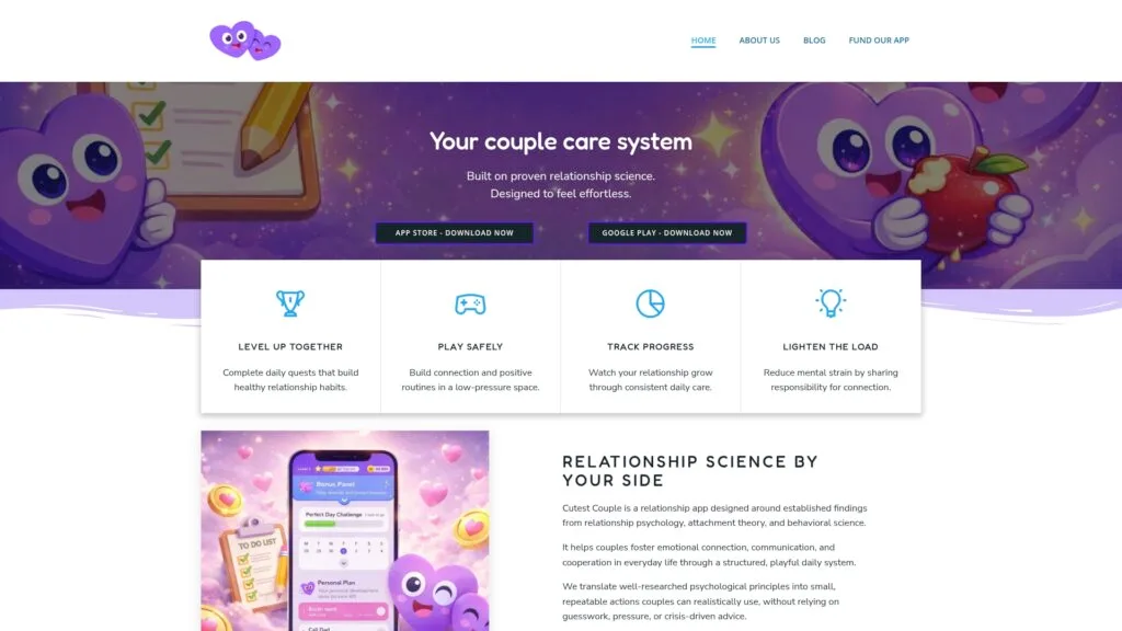 Cutest Couple App - Your Couple Care System - Website Screenshot