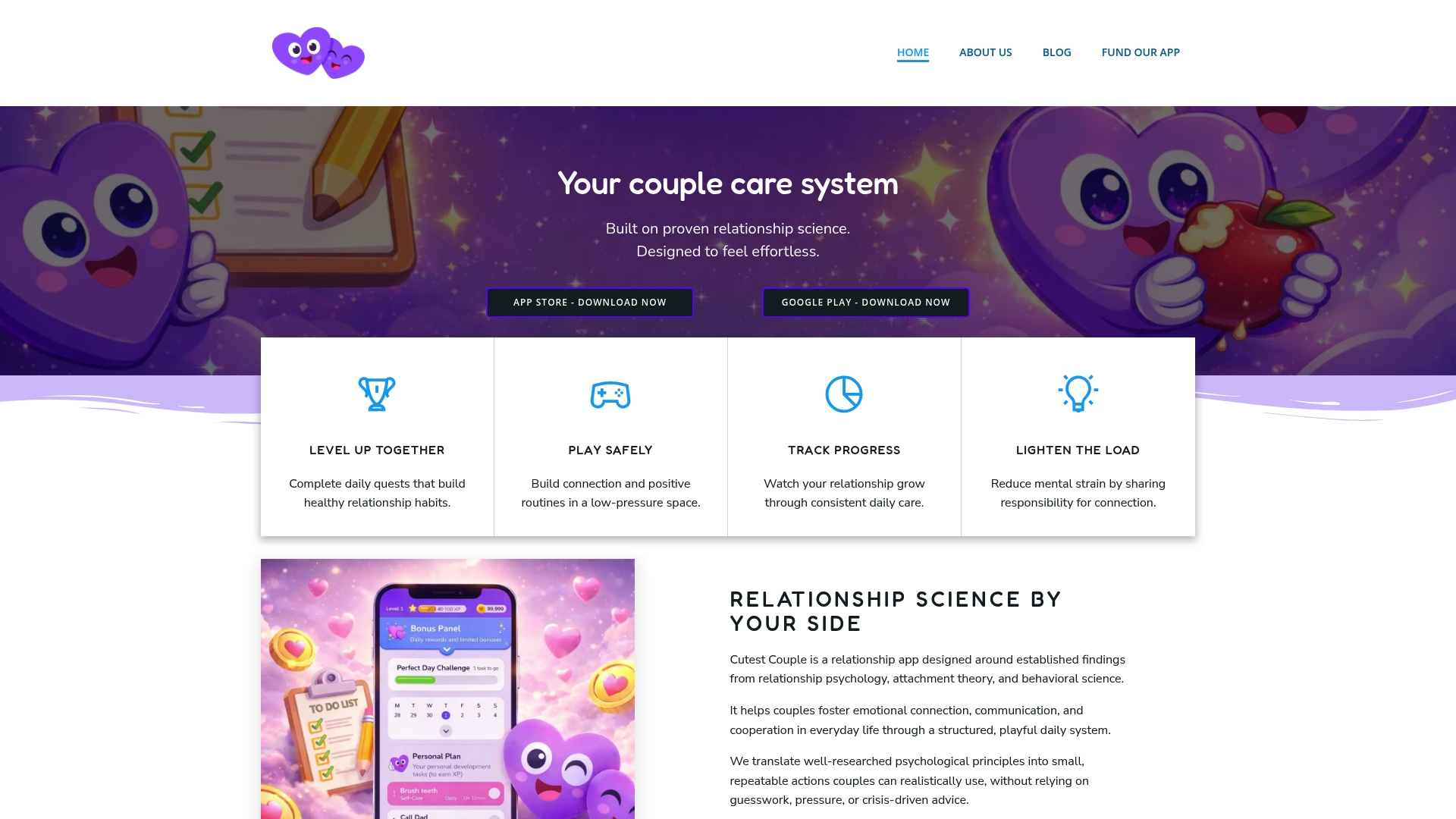 Cutest Couple App - Your Couple Care System - Website Screenshot
